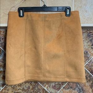 Shinestar Tan Faux Suede Mini Skirt Camel Brown Vegan Suede High Waisted Bottom